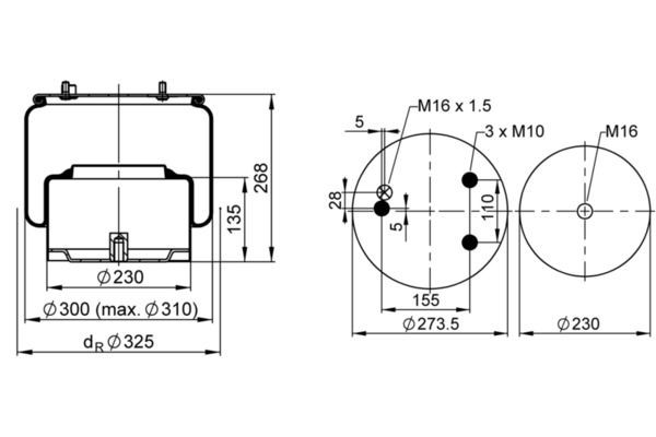 Пневморессора задня Sampa Otomotiv‏ 55836K01 ціна, від 86.22 USD
